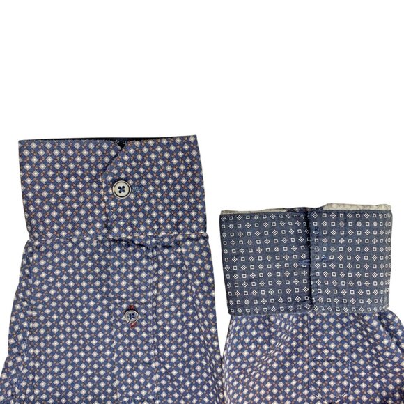 Ted Baker London Merci Navy Geo Print Buttoned Collar Shirt - Picture 6 of 10